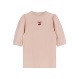 Aurora Pink/Red Pointelle Bow 3/4 Sleeve T-Shirt