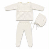 Carmina White Bib Line Knit Set