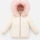 Scotch Bonnet Cream Embroidered Down Coat