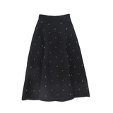 Valentina Black Jewel Wool Midi Skirt