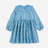 Bobo Choses Blue Sketchy Flowers Corduroy Dress