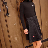 Parni Black Denim Heart Detail Skirt