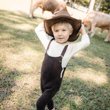 Teela Chocolate Knit Trim Overall Set