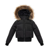Ellabee Black Raccoon Emma Down Bomber Coat