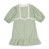 L Sage Rose Embroidered 3/4 Sleeve Dress