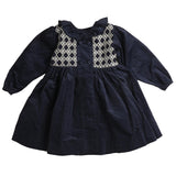 Belati Navy Intricate Smocked Cord Dress