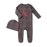Little Label Red Plaid Logo Footie Set