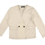 Belati White Top Stitching Jersey Jacket