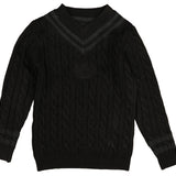 Belati Green Emblem Cable V-Neck Sweater