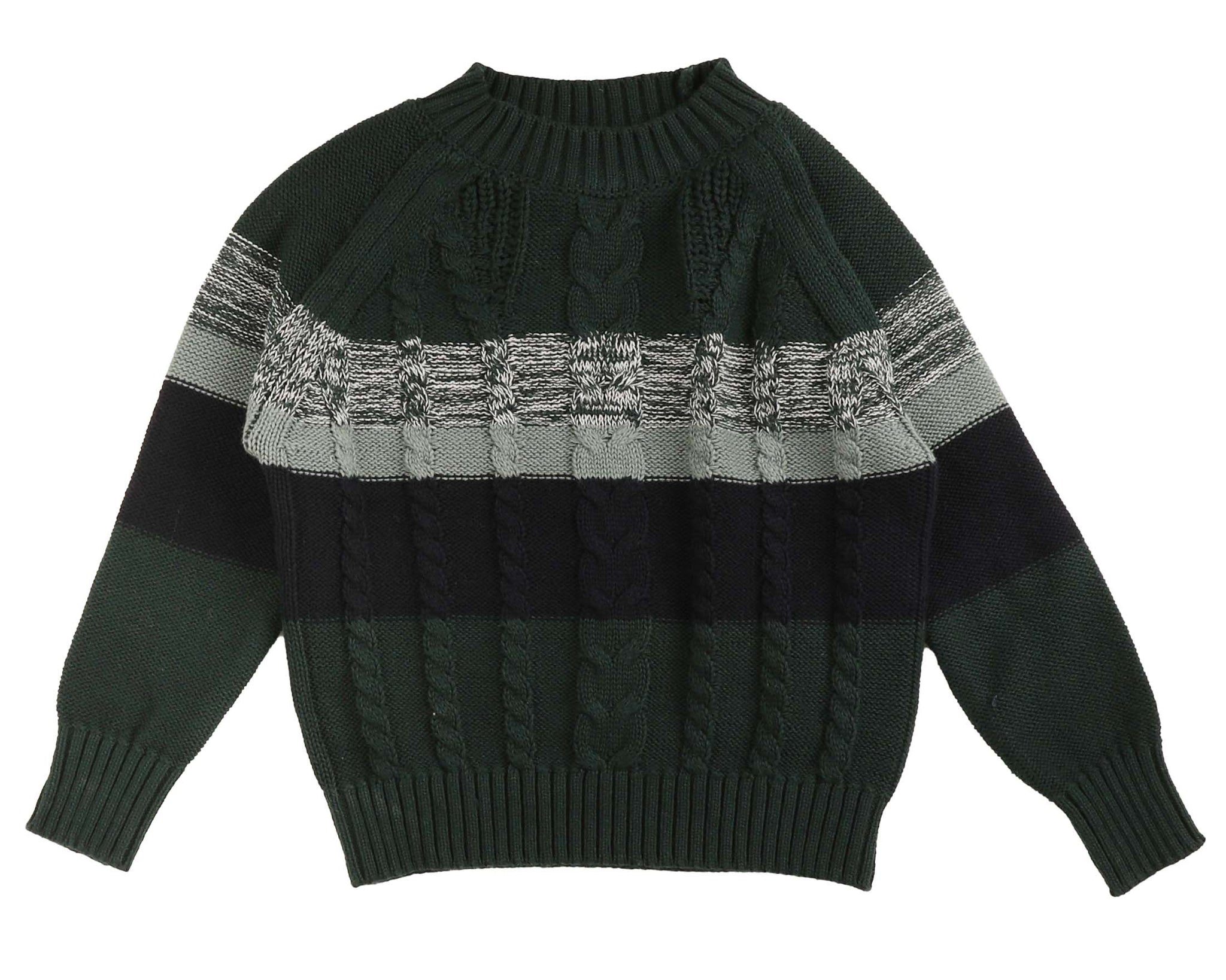 Belati Forest Green Cable Stripe Sweater