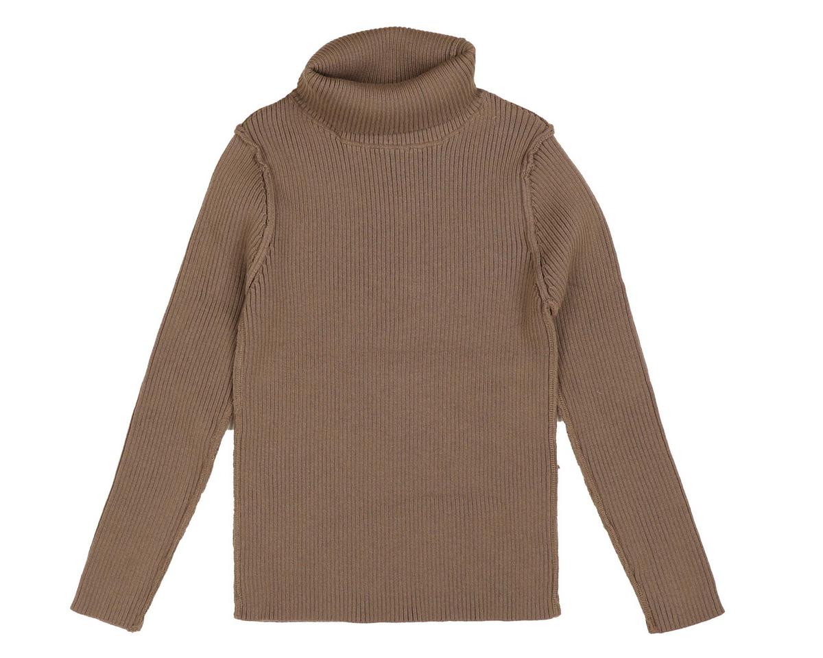 Belati Taupe Ribbed Knit Turtleneck