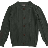 Belati Forest Green Ribbed Pointelle Cardigan