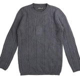 Belati Dusty Blue Emblem Cable Knit Mockneck