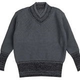 Belati Dusty Blue Marled Edges V-Neck