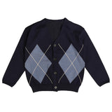 Belati Blue Argyle Knit Cardigan