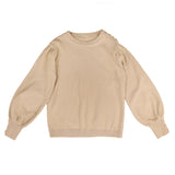 Belati Stone Button Knit Mock Neck