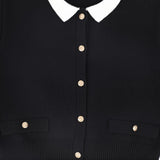 Bamboo Black Knit Buttoned Blazer