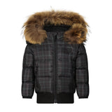 Scotch Bonnet Black Plaid Down Coat