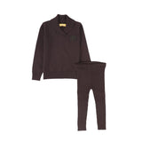 Le Bourdon Brown Wrap Neck Sweater Set