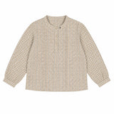 Belati Grey Mandarin Collared Plaid Shirt