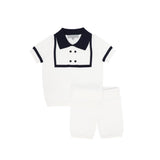 Bace Ivory Collared Trim Knit Set