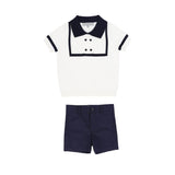 Bace Ivory/Navy Collared Trim Set
