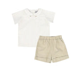 Bace White/Tan Striped Set
