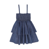 Bamboo Denim Smocked Tiered Denim Jumper