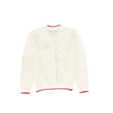 Bamboo Ivory Cherry Scallop Trim Cardigan