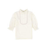 Bamboo Ivory Pleated Bib Blouse