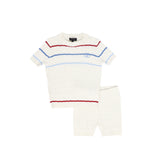Bamboo Ivory Striped Cable Knit Set