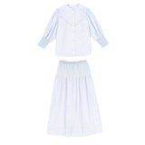Bamboo Light Blue Stitched Linen Set