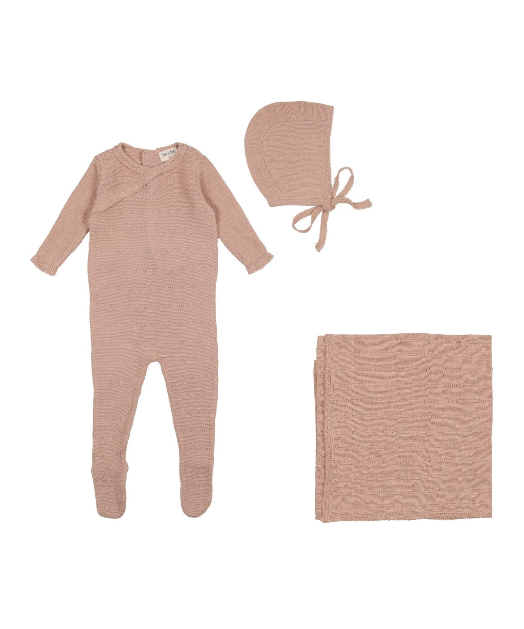 Bee & Dee Darling Pink Pointelle Knit Collection Take Me Home Set
