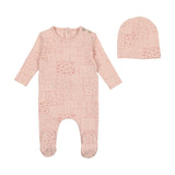 Bee & Dee Pink Multi Floral Design Footie with Beanie
