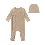 Bee & Dee Pure Cashmere Velour Embroidered Edge Footie with Beanie