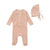 Bee & Dee Rose Eyelet Collar Velour Footie with Bonnet
