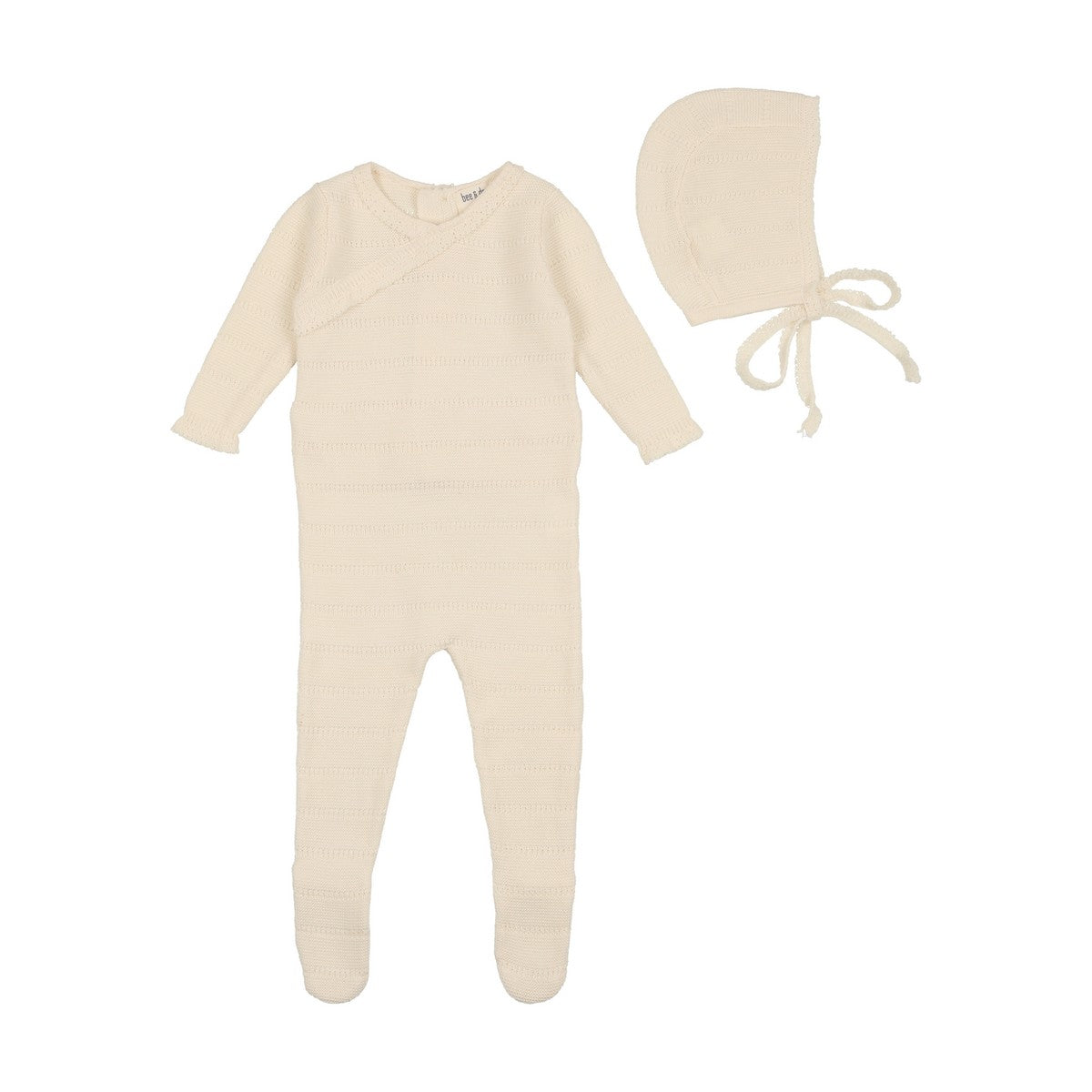 Bee & Dee Snow White Pointelle Knit Collection Footie with Bonnet