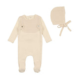 Bee & Dee Whitecap Knit Overlay Cotton Footie with Bonnet