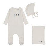 Bee & Dee Chalk/Blue Rattles Pointelle Take Me Home Set