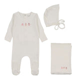 Bee & Dee Chalk White/Pink Rattles Pointelle Take Me Home Set