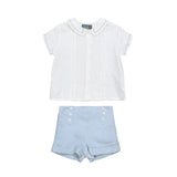 Belati White Blue X Sleeve Embroidery Set