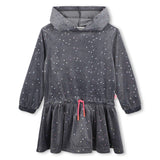 Billieblush Charcoal Grey Embellished Velvet Hooded Dress