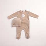Bee & Dee Oat Birdie Branch Velour Footie Set