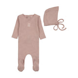Bee & Dee Muted Pink Bird Pointelle Footie Set