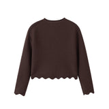 Nou Nelle Brown Scallop Cardigan