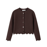 Nou Nelle Brown Scallop Cardigan