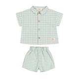 Buho Aqua Gingham Shirt Set