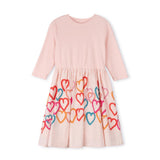 Hello Yellow Pink Heart T-Shirt Dress
