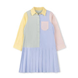 Hello Yellow Multi Pastel Drop Pleated Dress