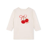 Cabana White Cherry Bow Print On Tee